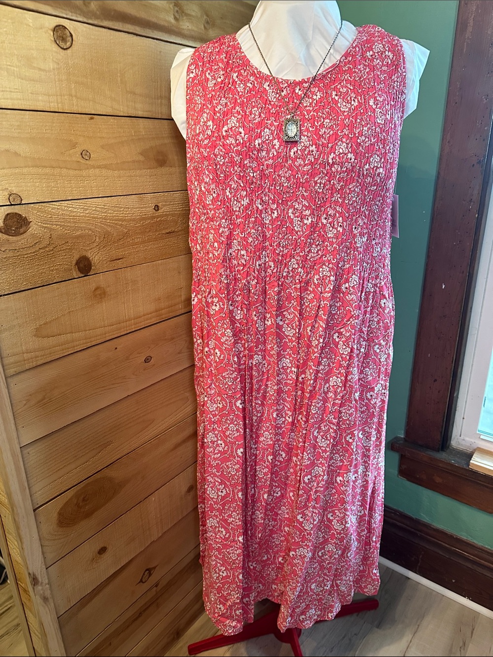 Kohl's Coral Pink Floral Print Sleeveless Midi Dress
